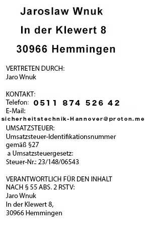Impressum Schlüsseldienst Hannover – Anschrift, Telefon, E-Mail und Steuernummer